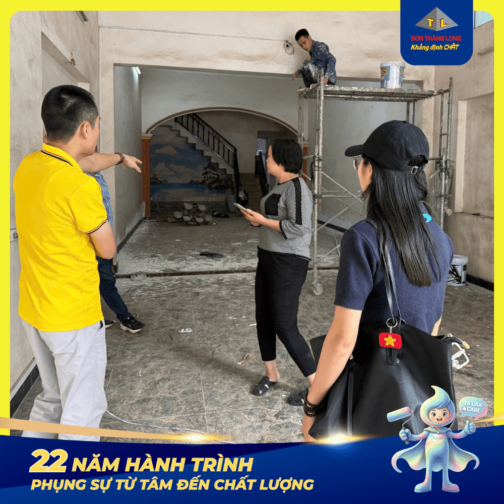 đội ngũ sơn thăng long khảo sát mặt bằng đại lý