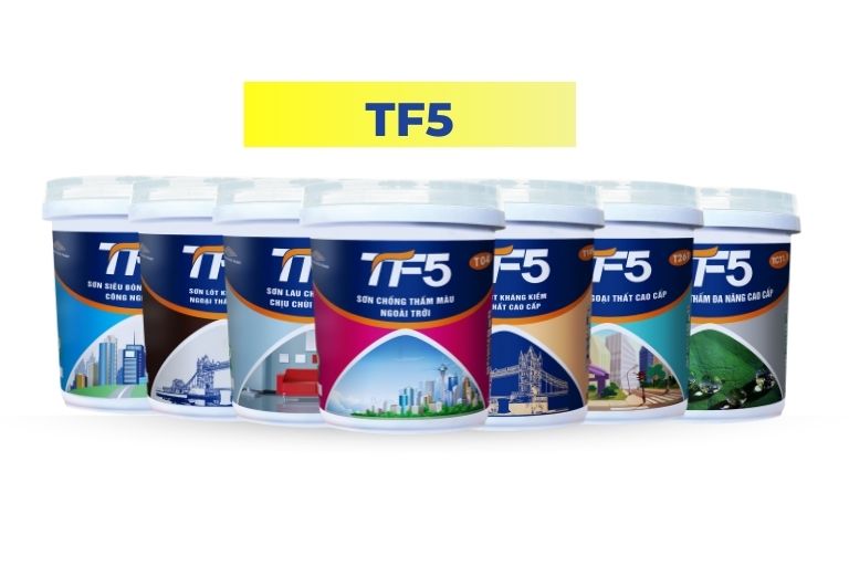 Sơn Thăng Long TF5 - Sơn siêu phủ, chống thấm màu ngoại trời, kháng kiềm