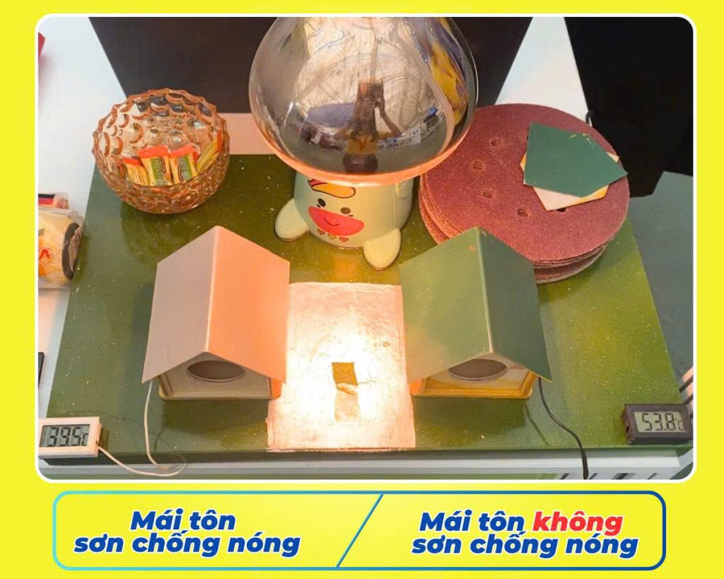 sơn chống nóng mái tôn Thăng Long giảm nhiệt thực tế