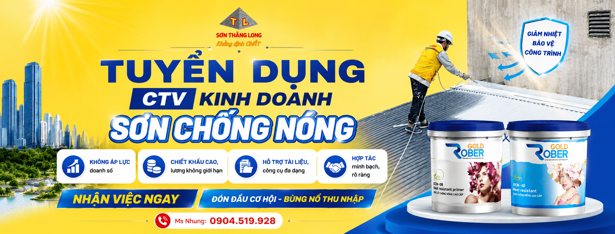Sơn chống nóng Rober Gold - Giải pháp giảm nhiệt công trình 14 tuyen dung ctv son chong nong